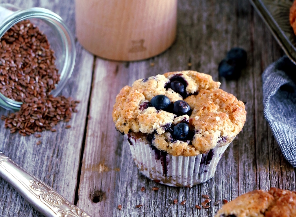 Vegan Blueberry Muffins with Flaxseed