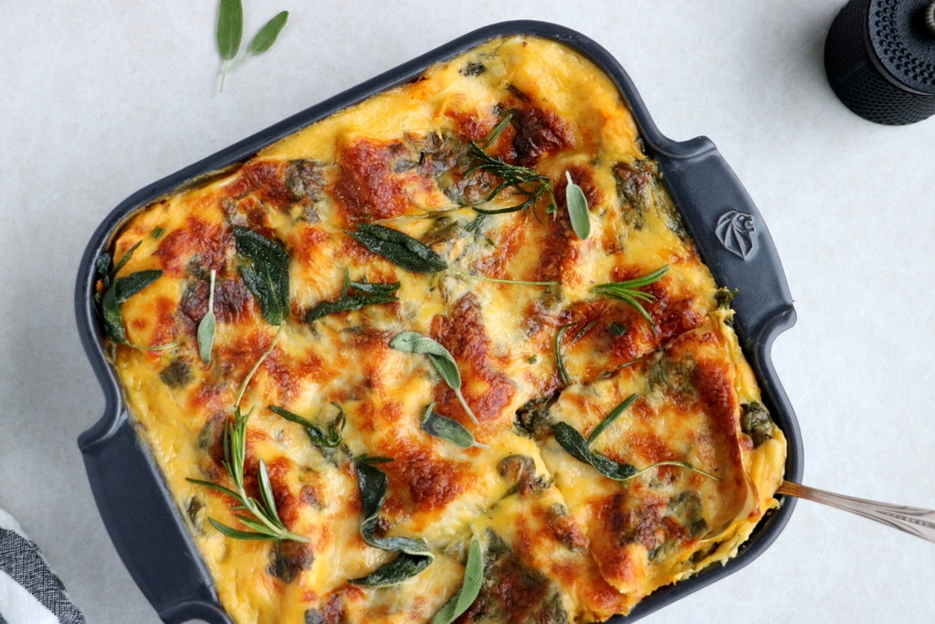 Butternut Squash, Spinach and Goat Cheese Lasagna