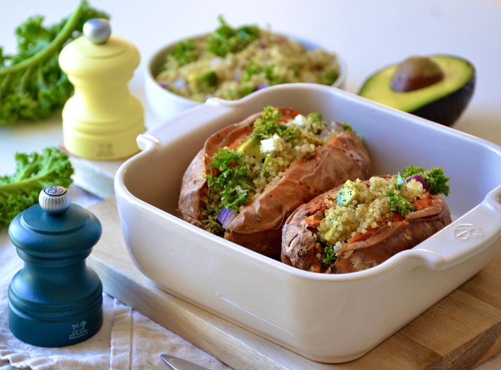 Vegetarian stuffed sweet potatoes