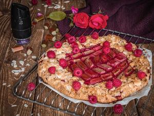 Rhubarb Raspberries Almond Galette with Black pepper from Vietnam