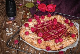 Rhubarb Raspberries Almond Galette with Black pepper from Vietnam