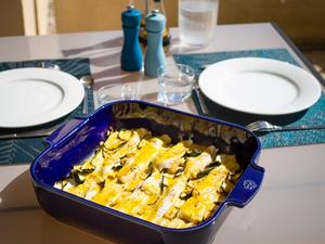 Oven-baked Plaice fillet with summer vegetables