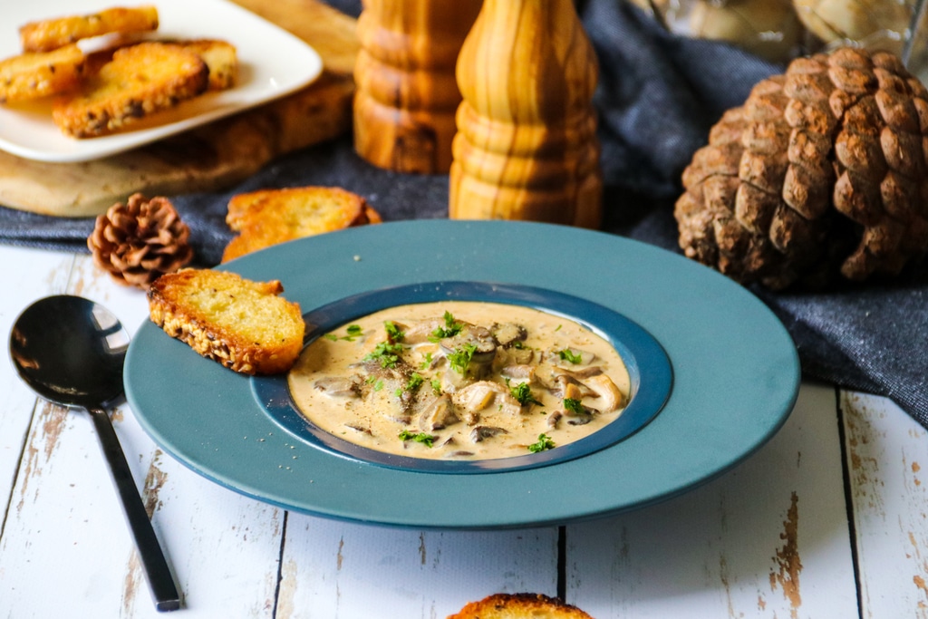 Savoury French Toast with Creamy Mushroom Sauce