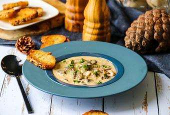 Savoury French Toast with Creamy Mushroom Sauce