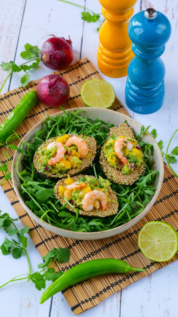 Prawn and avocado boats