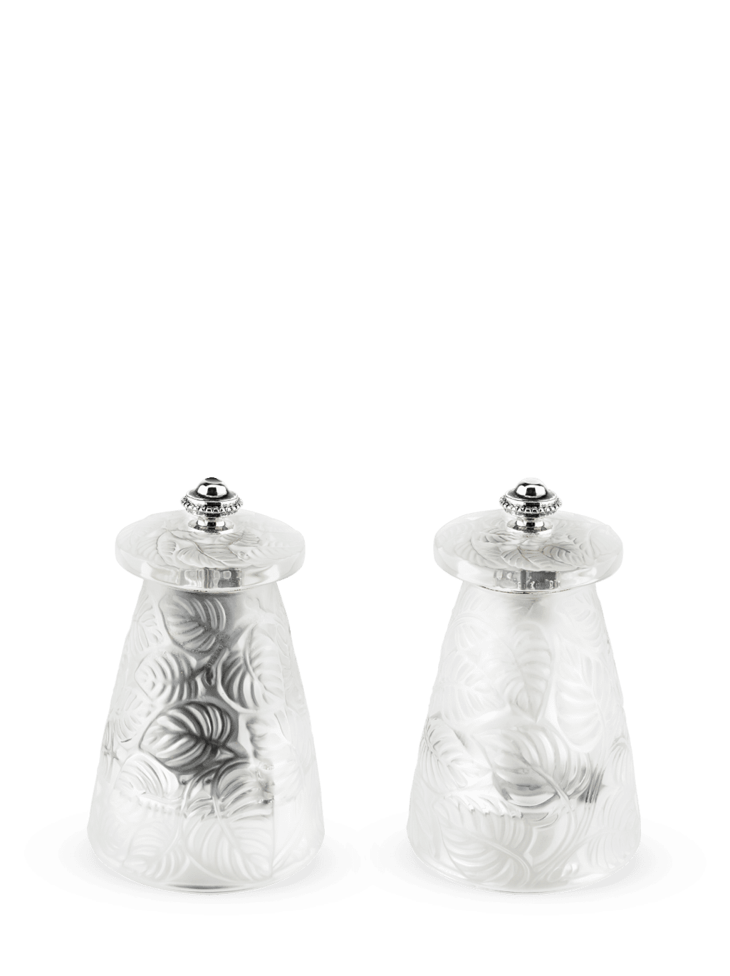 Image of Duo of manual salt and pepper mills, crystal, 9 cm Lalique