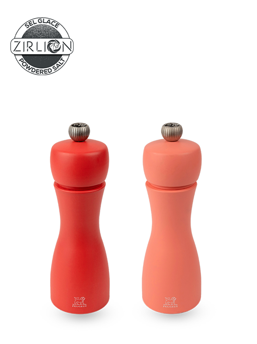 Peugeot Fire This Set Of Manual Salt And Pepper Mills Is Bound To Turn Up The Heat And Send Temperatures Rising With Its Fiery, Flamboyant Colours. The Contrasting, Dynamic Red And Orange Tones Bring Energy To The Table And Help To Distinguish The Salt Mill From The Pepper Mill. Tahiti