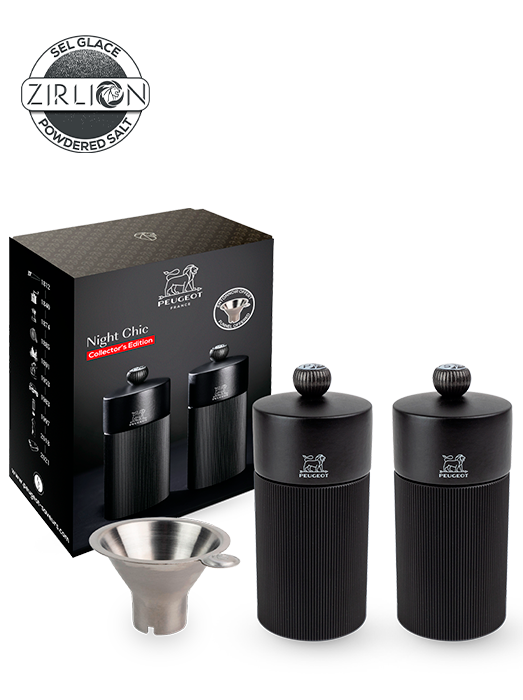 Peugeot Noir Alu Refinement And Elegance Are The Hallmarks Of The 12 Cm Line Manual Matte Black Mill Set. This Set Of Salt And Pepper Mills Will Bring An Elegant, Decorative Touch To Your Festive Tables. Presented In A Magnificent Black Keepsake Box, This Set Would Be A Great Gift To Mark Any Occasion – And Will For Sure "Wow" Them! Night Chic