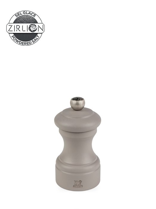 The Bistro salt mill, an emblematic Peugeot model, is dressed in a soft and timeless pebble grey. Made in France, it features the innovative Zirlion mechanism with a lifetime guarantee. Bistro