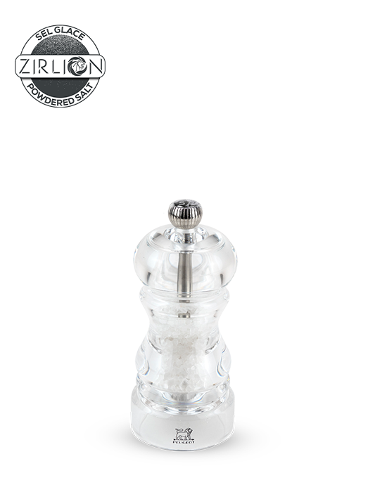 Completely acrylic for total transparency, the Nancy 12 cm salt mill can fit into any decor. The visible salt crystals appeals to both the eyes and the appetite. Nancy